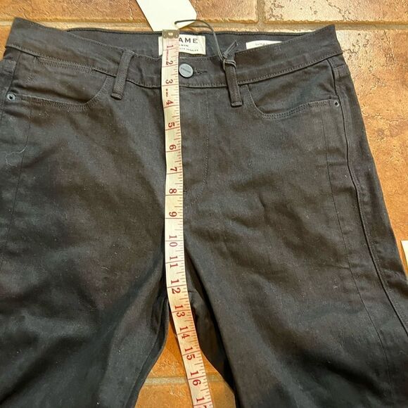 NWT FRAME High Rise Straight Ankle Colorblock Contrast Hem in Washed Black S 30 - Picture 5 of 8